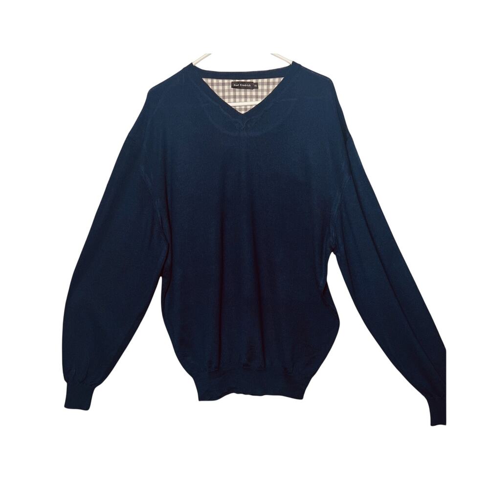 Paul Frederick Sweater Mens XXL Italian Merino Wool Blue Pullover Long Sleeve